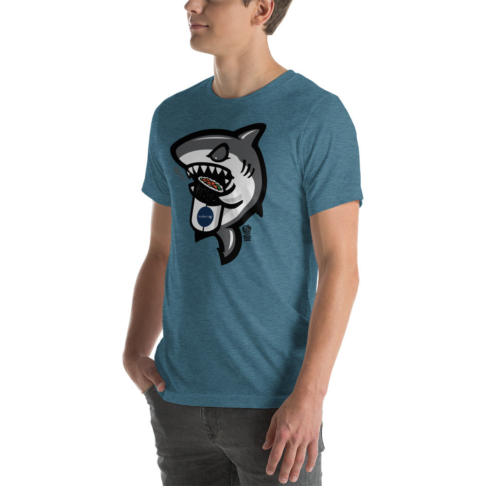 Adult Unisex T-Shirt: Shark eating sushi burrito