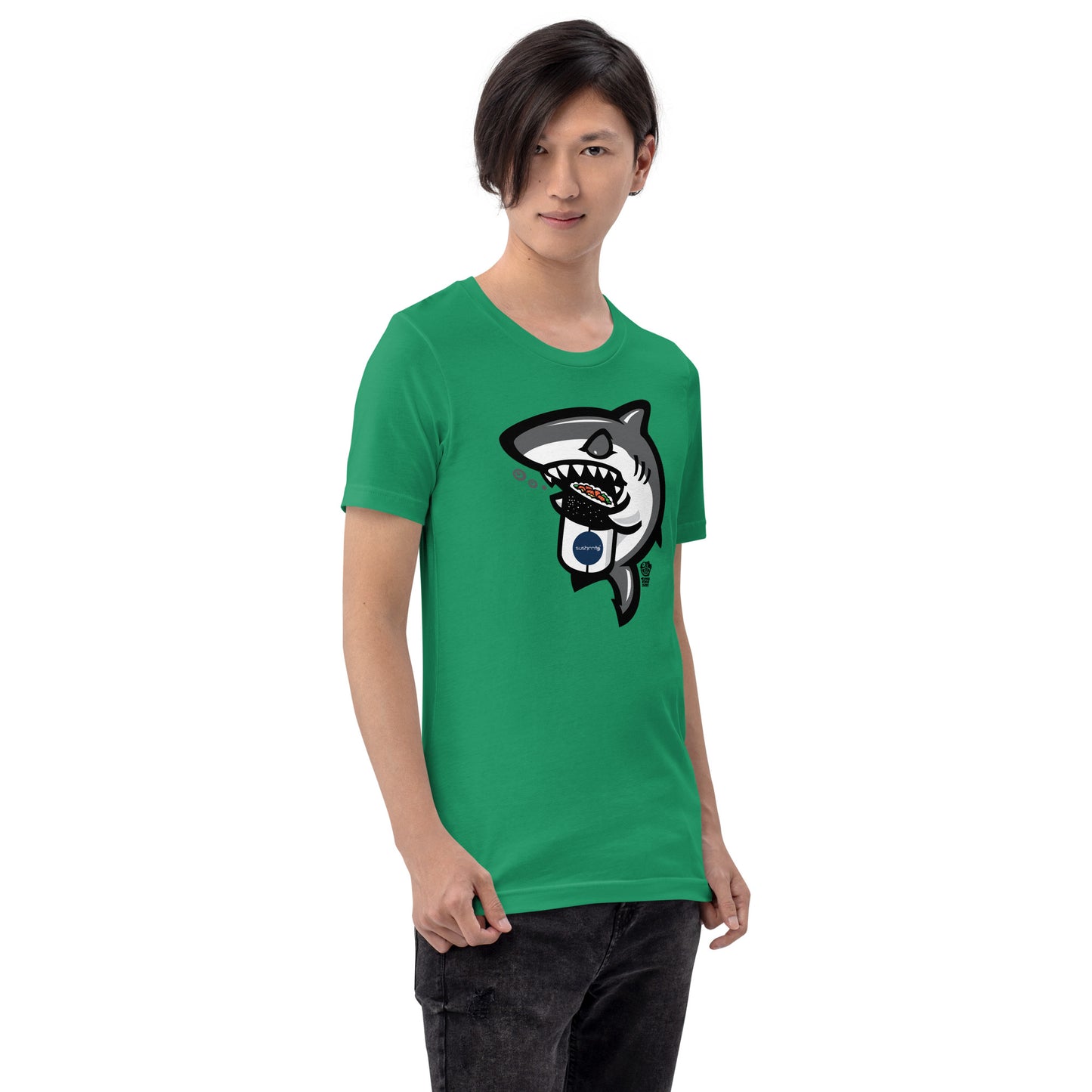 Adult Unisex T-Shirt: Shark eating sushi burrito
