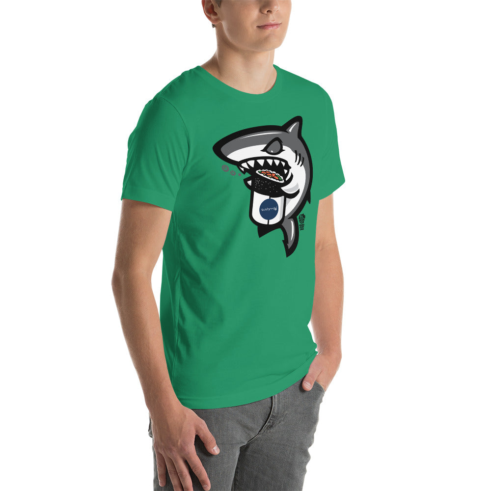 Adult Unisex T-Shirt: Shark eating sushi burrito