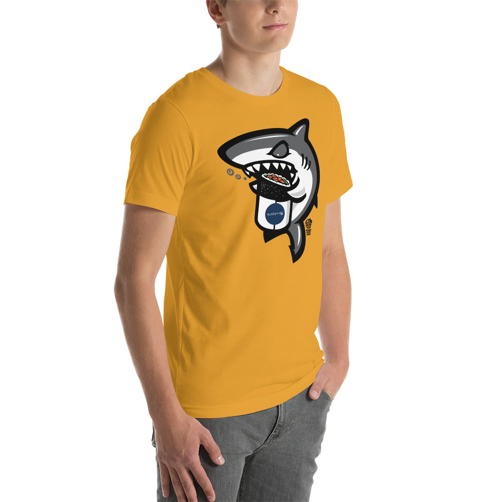 Adult Unisex T-Shirt: Shark eating sushi burrito