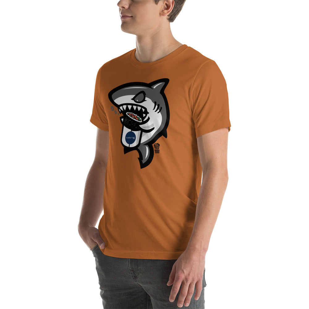 Adult Unisex T-Shirt: Shark eating sushi burrito