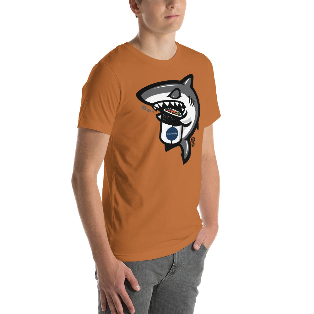 Adult Unisex T-Shirt: Shark eating sushi burrito