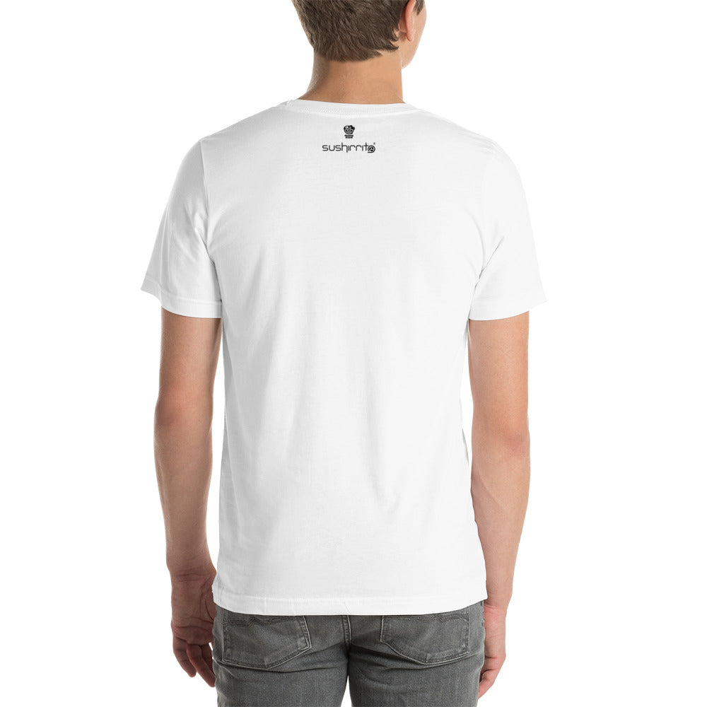 Adult Unisex T-Shirt: Shark eating sushi burrito